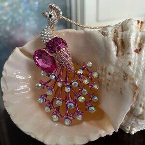 Large Pink Peacock Pendant - New FL1 Dr  Gorgeous